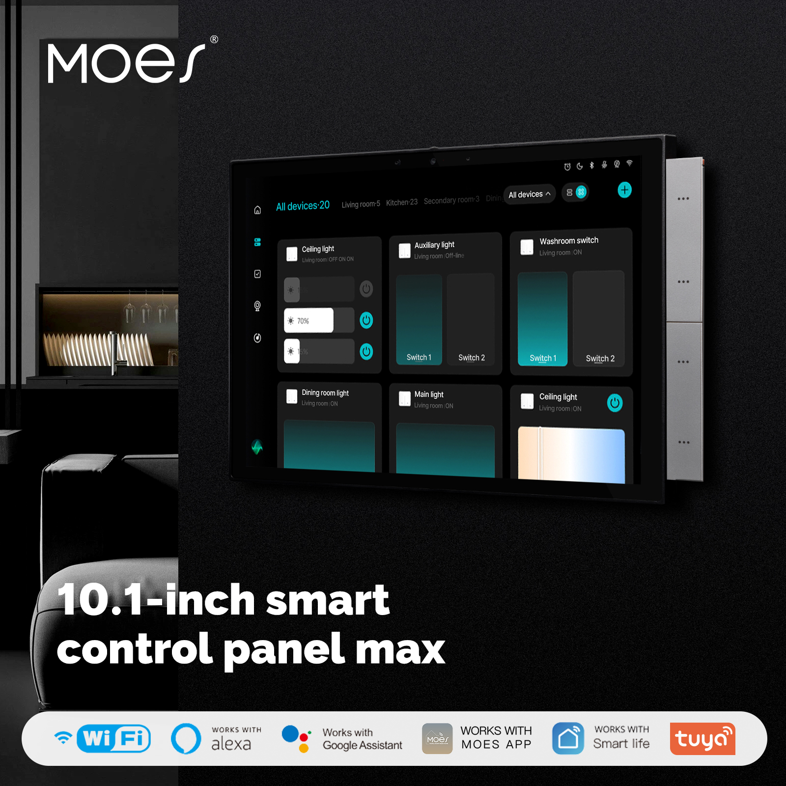 MOES Tuya スマートホームコントロールパネル最大 10.1 インチタッチスクリーン Bluetooth Zigbee ゲートウェイ内蔵ビルディングインターホン互換