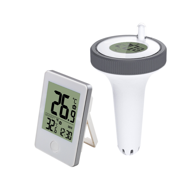 ワイヤレスデジタルフローティングプール温度計LCDスイミングプールバス水スパ水族館内/屋外温度モニターリモートタイムクロック