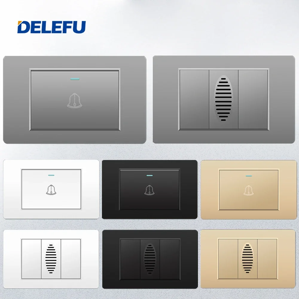 DELEFU PC ブラジル標準スイッチソケット 118*72mm10A 20A ドアベルスイッチドアベルディンドングレーブラックホワイトゴールド