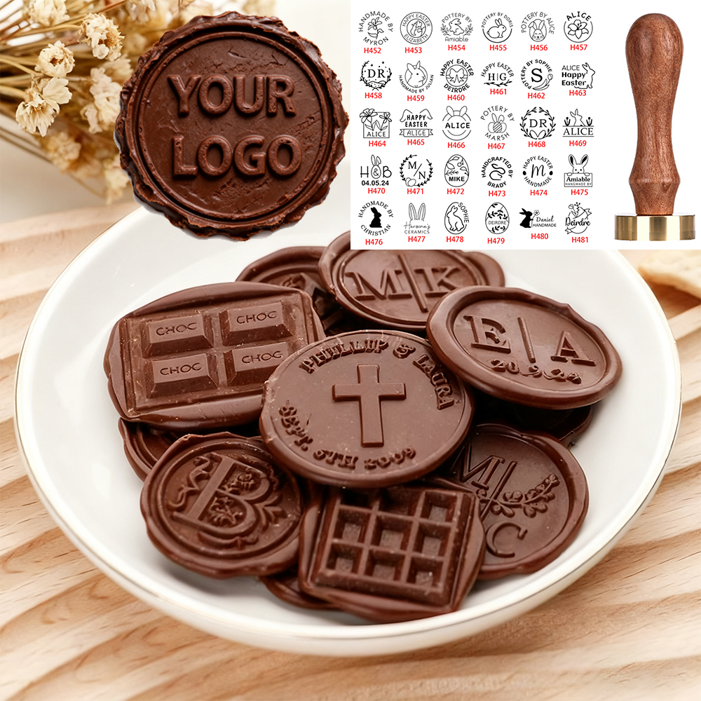 チョコレートスタンプカスタマイズパーソナライズロゴデザインワックスシールクッキー結婚式誕生日イースターギフト食品グレードスタンプ