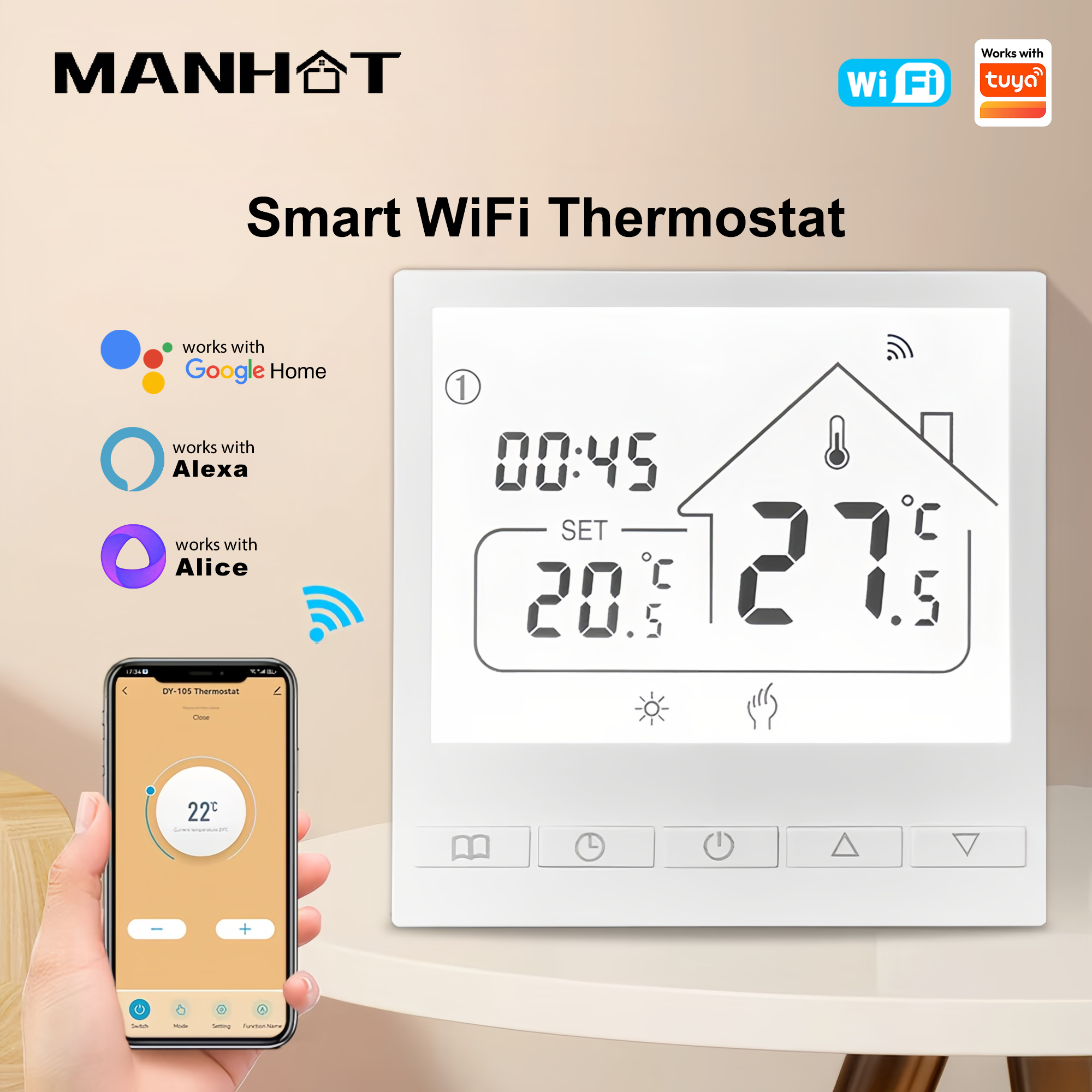 Smart WiFi Water/Electric Floor Heating Thermostat Water Gas Boiler Temperature Control Voice work with Tuya Alexa Google Home