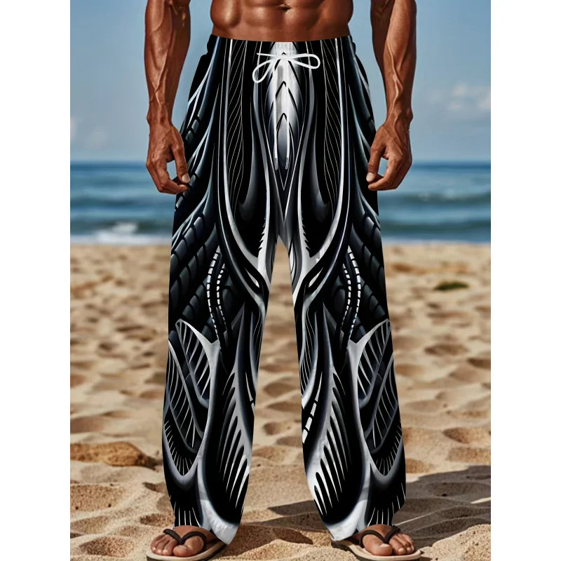 2026 MEN'S 3D Print Athletic Pants Casual loose-fit Drawstring Straight Leg Vintage Drape Stylecomfortable Sports Trousers