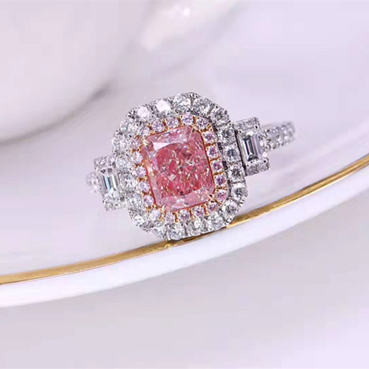 ヨーロッパヴィンテージ高級ダイヤモンドジュエリー 18k ゴールド 1.018ct AGL VVS2 ファンシーピンク天然ダイヤモンドネックレスペンダントリングデュアルユース