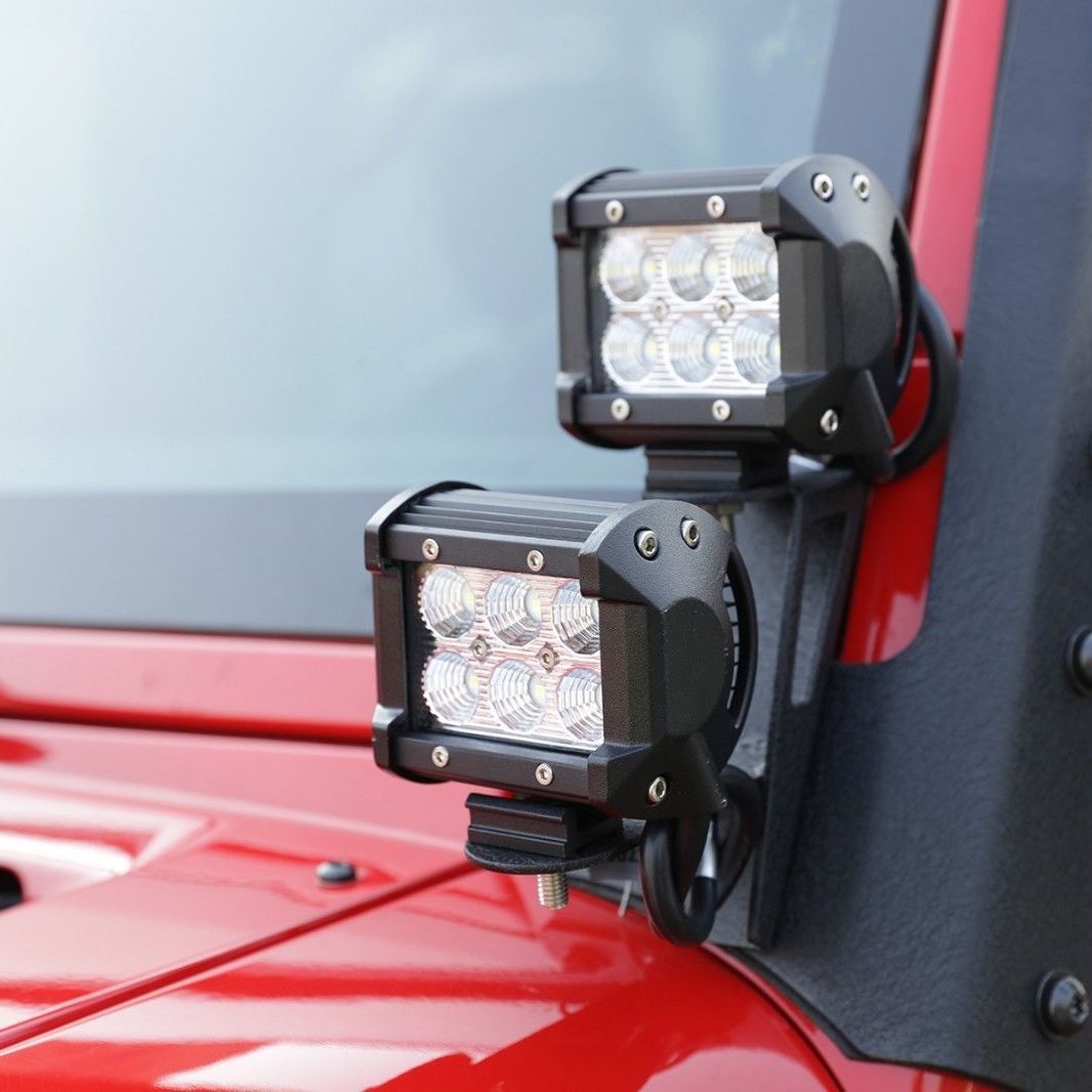 2個 4インチ 18W LEDポッド LEDライトバー スポットフラッドオフロードライト LEDワークライト ドライビングフォグランプ ジープ ピックアップトラック ATV UTV用