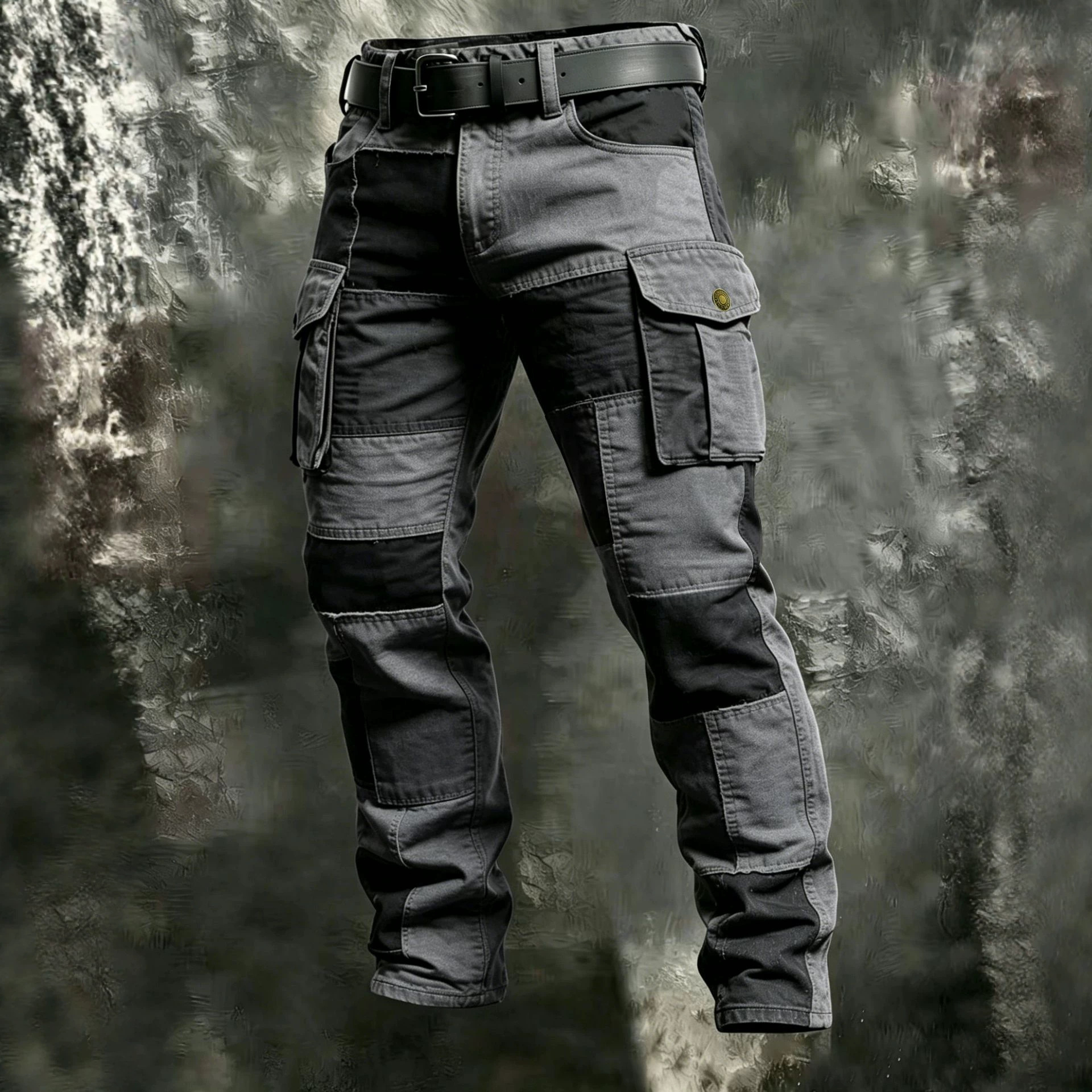 綿 100% メンズの戦術的な登山マルチポケット屋外メンズスプライシングカラーブロックカジュアルカーゴパンツ男性スポーツパンツ
