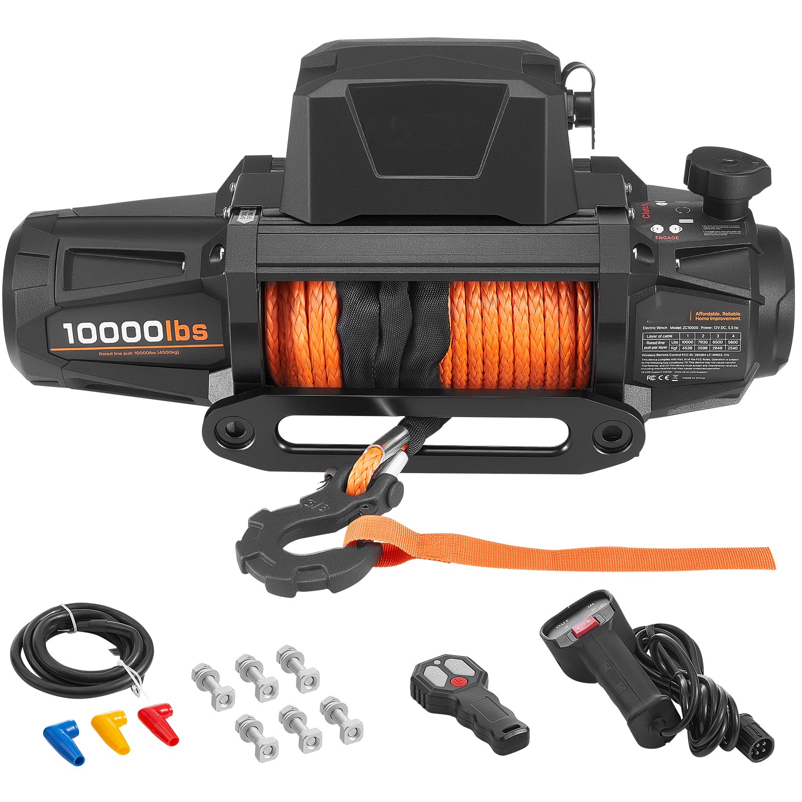 SucceBuy 10000/12000/13500 ポンド電動ウインチ 12V DC トラックカーウインチ 90 フィート合成ロープ付きオフロード SUV ジープ牽引用