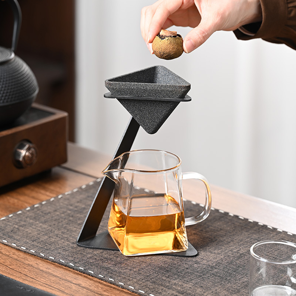 新しい一体型セラミックストーンティーインフューザー、ルーズティー用の穴のない浸漬フィルター、コーヒー醸造用のステップ精度ドリッパー