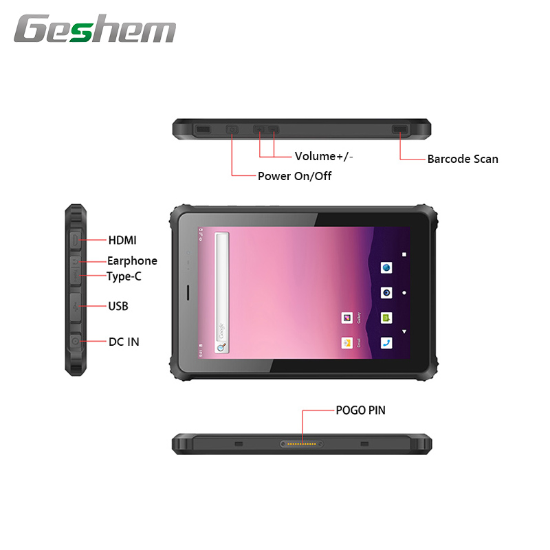 10 インチ Android 10 頑丈なタブレット、RJ45 イーサネット ポート産業用タブレット PC HD MI インターフェイス付き