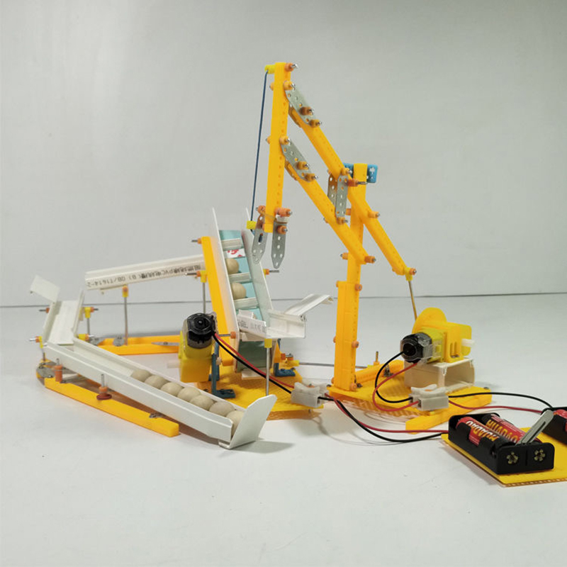 組立ラインコンベヤベルトシステムモデル子供の科学玩具技術物理学レンガキット学習教育玩具子供のため