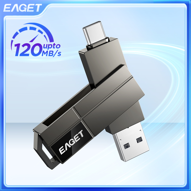 Eaget 2 in 1 ペンドライブ 120Mb/s USB フラッシュドライブメタル 360°回転 1TB USB メモリスティック USB キー PC タブレット携帯電話用
