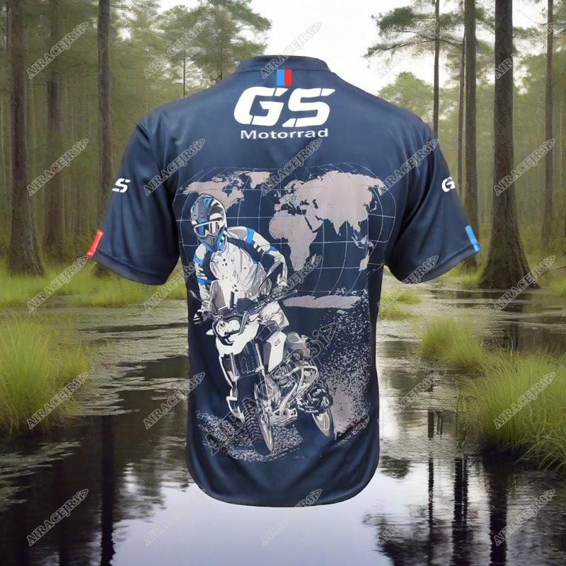 Motorrad BMW R1250 GS オートバイモータースポーツレーシングジャージアドベンチャー乗馬スポーツトラベル Tシャツ夏速乾ダークブルー