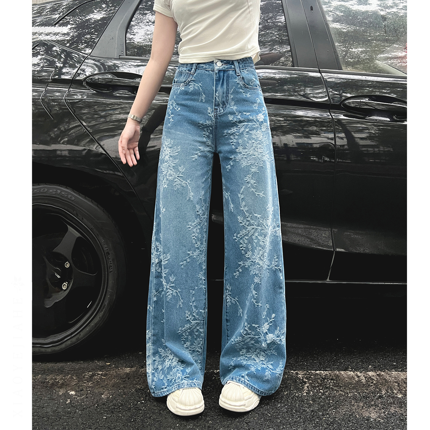 女性 Y2k パンツ 2025 夏ハイウエストワイドレッグ刺繍ルーズフィット快適ストレッチパンツ痩身ストレート