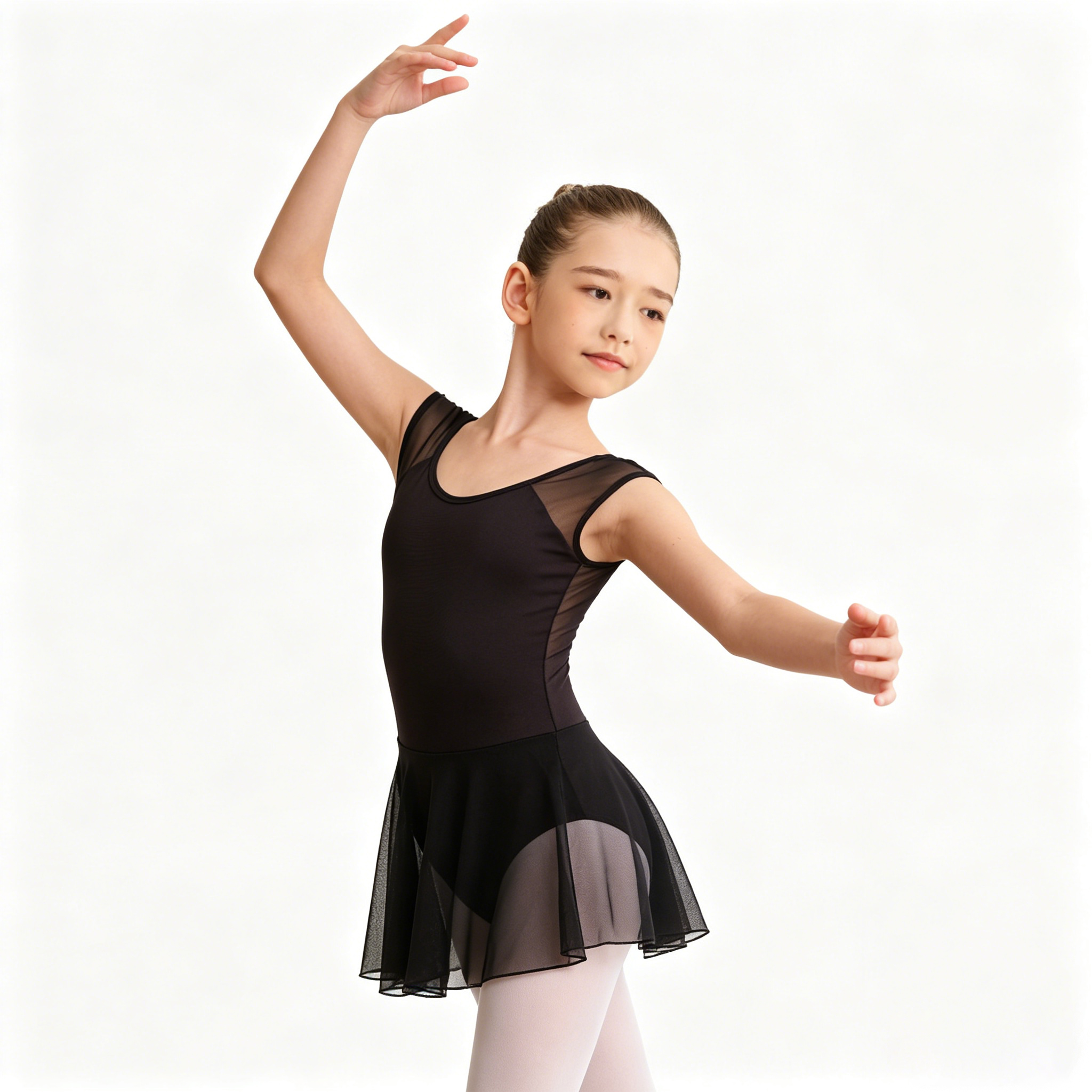 女の子バレエダンスレオタード子供ダンススカートステージパフォーマンス用ポリエステル半袖ダンスウェア