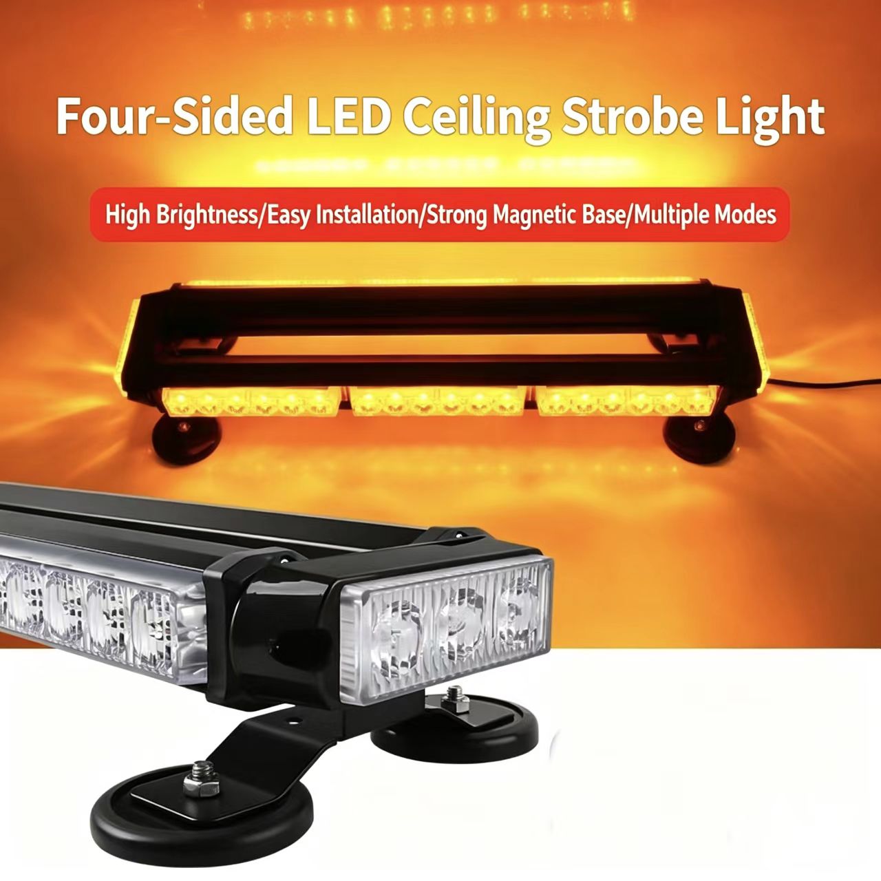 12V 23 インチ両面 LED ストロボライトバーアンバー緊急危険警告安全ビーコン点滅ライト車車牽引