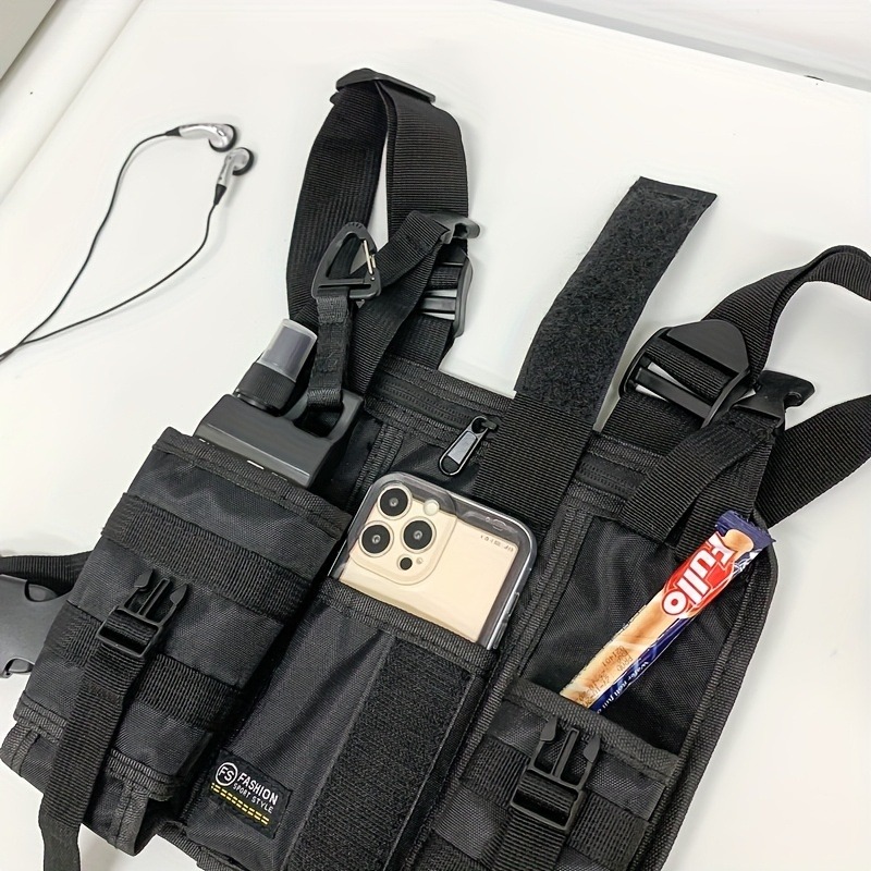 1 ピース/セットメンズ高密度ナイロンタクティカルベストバッグ複数のコンパートメントカジュアル作業服チェストパック屋外旅行用