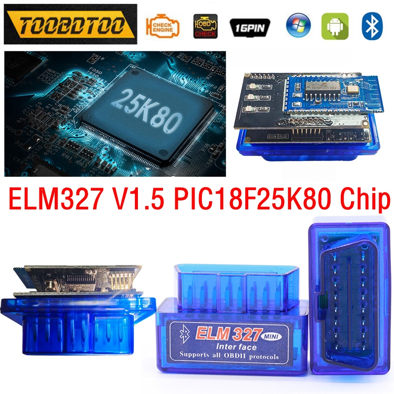 自動コードリーダースーパーハードウェア V1.5 チップ PIC18F25K80 ELM327 Bluetooth5.1 MINI ELM 327 動作 Android/iOS ダブル PCB