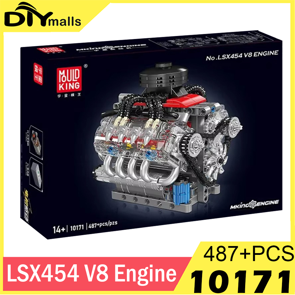モールドキング 10171 テクニカル電動 LSX454 V8 エンジンビルディングブロックおもちゃ教育車レンガ子供 MOC おもちゃギフト子供のための