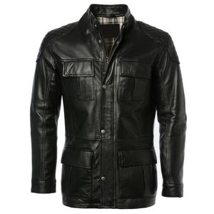 Best-Selling Men's Winter Fashion Jackets: Genuine Leather, Stand-Up Collar, Zipper, Branded, Leather, Multiple Pockets, Customizable