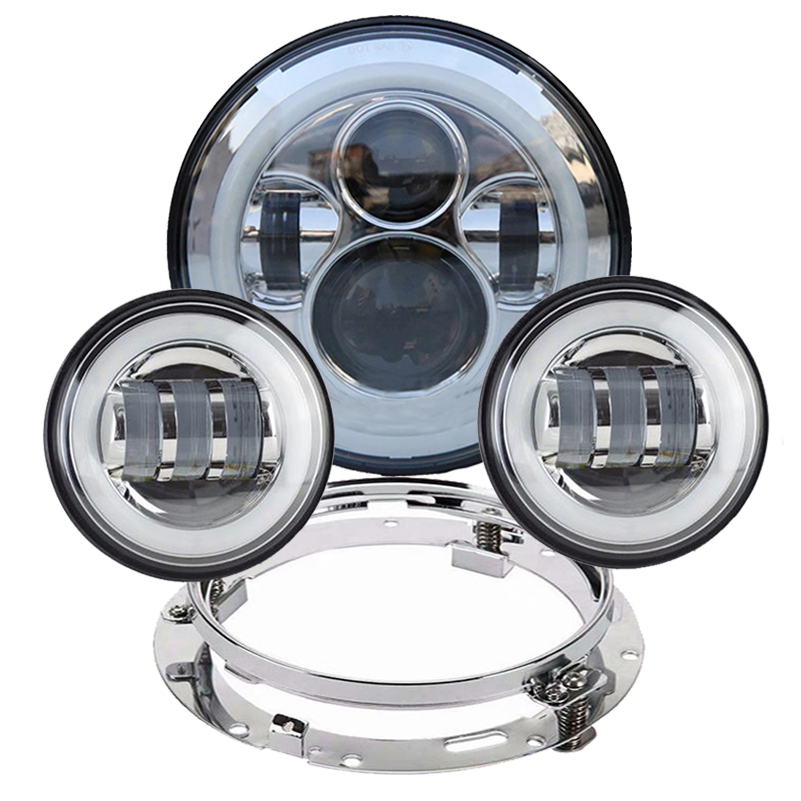 オートバイ 7 インチモト LED ヘッドライト 4-1/2 "4.5 インチ LED 補助フォグパッシングライトランプ付きハーレーツーリングエレクトラグライド用