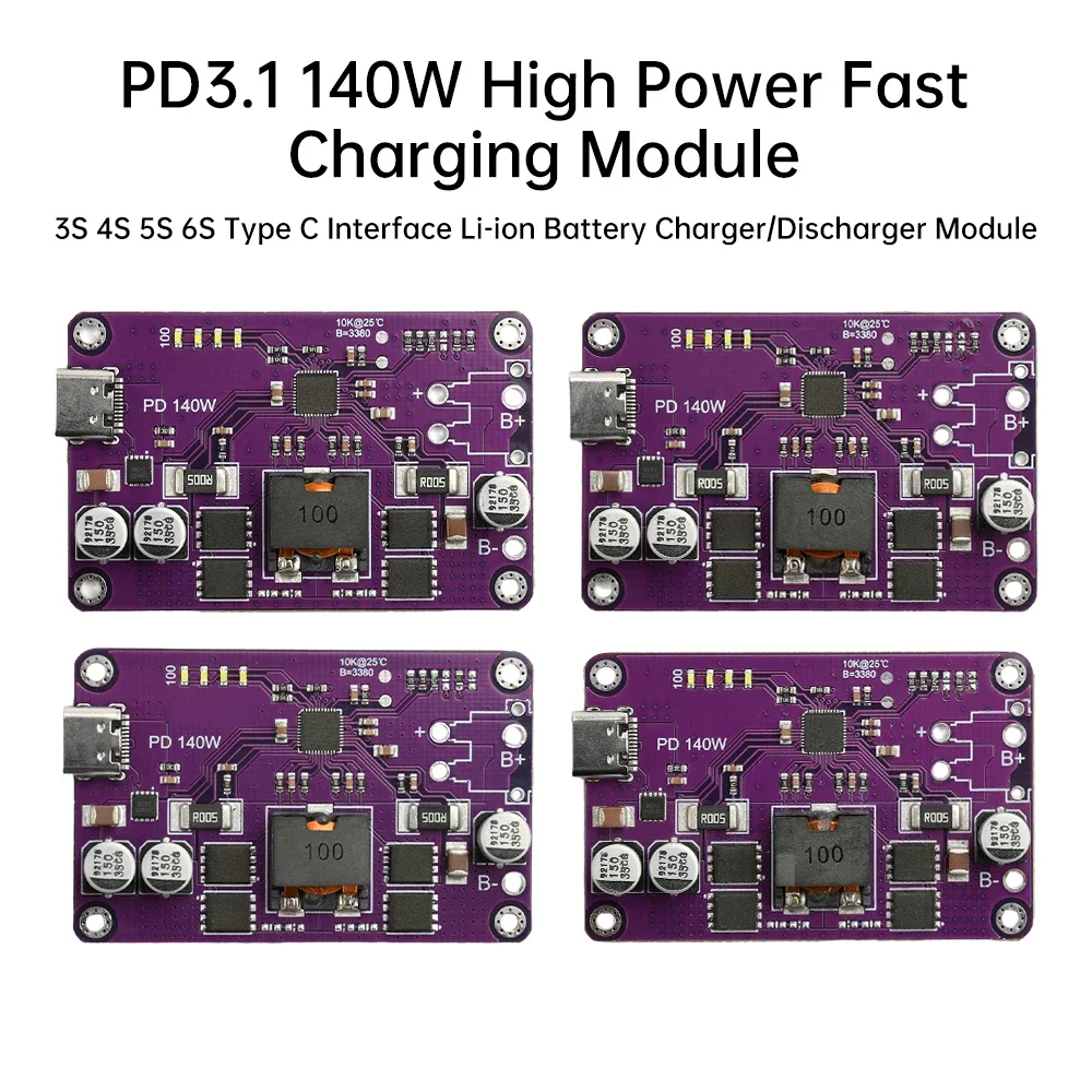 140W 高速充電電源モジュール 3S 4S 5S 6S リチウム電池 PD3.1 Type-C インターフェース充電および放電モジュール