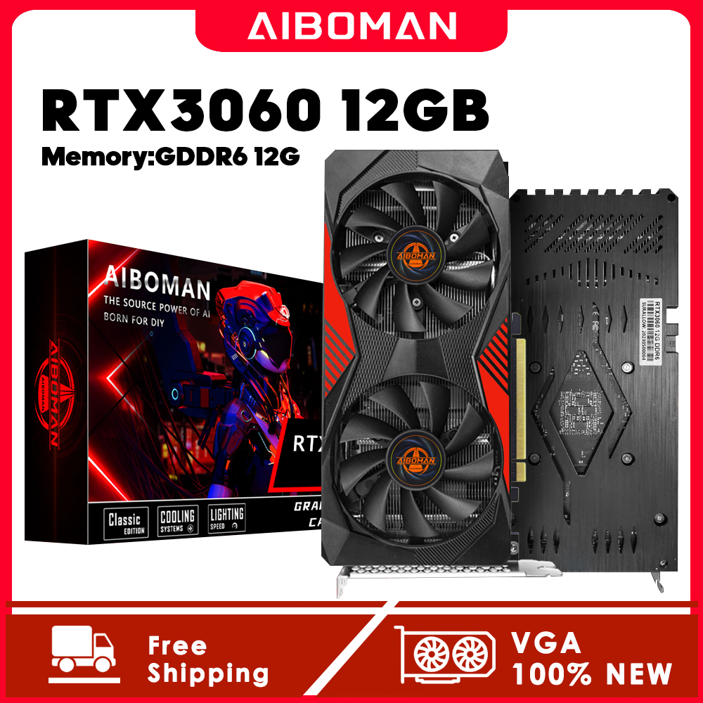 AIBOMAN VGA RTX3060 12GB ビデオカード GDDR6 192bit 3584SP ゲームビデオカードコンポーネント