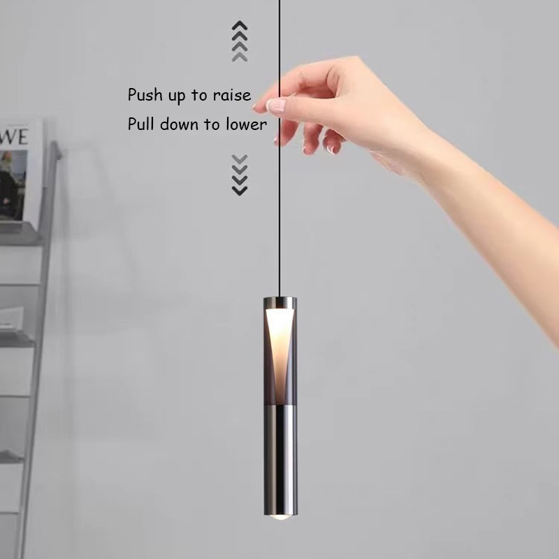モダンクリエイティブベッドサイドペンダントランプミニマリストリフティングペンダントライト寝室ラウンドチューブペンダントライトバー屋内照明ランプ