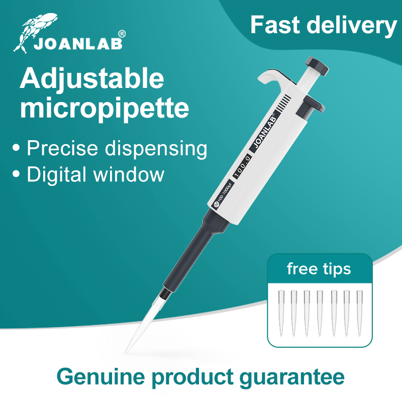 JOANLAB 実験用ピペット プラスチックピペット スポイト 手動デジタル調整可能 マイクロピペット実験器具 ピペットチップ付き