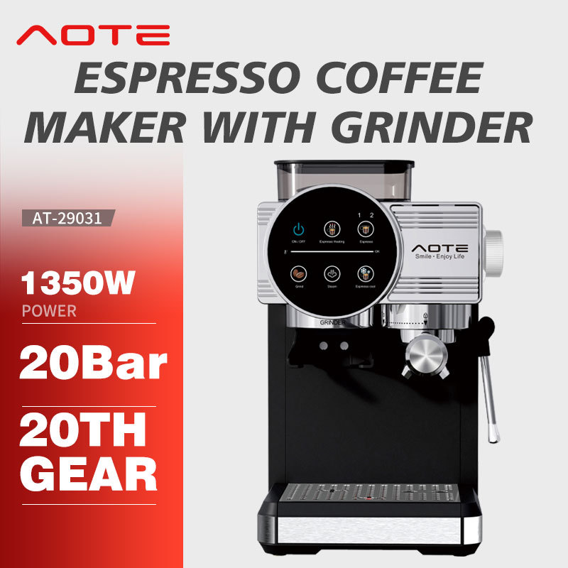 AOTE 国境を越えた家庭用エスプレッソマシン研削統合小型半自動ホットとコールドダブル抽出コーヒーマッハ