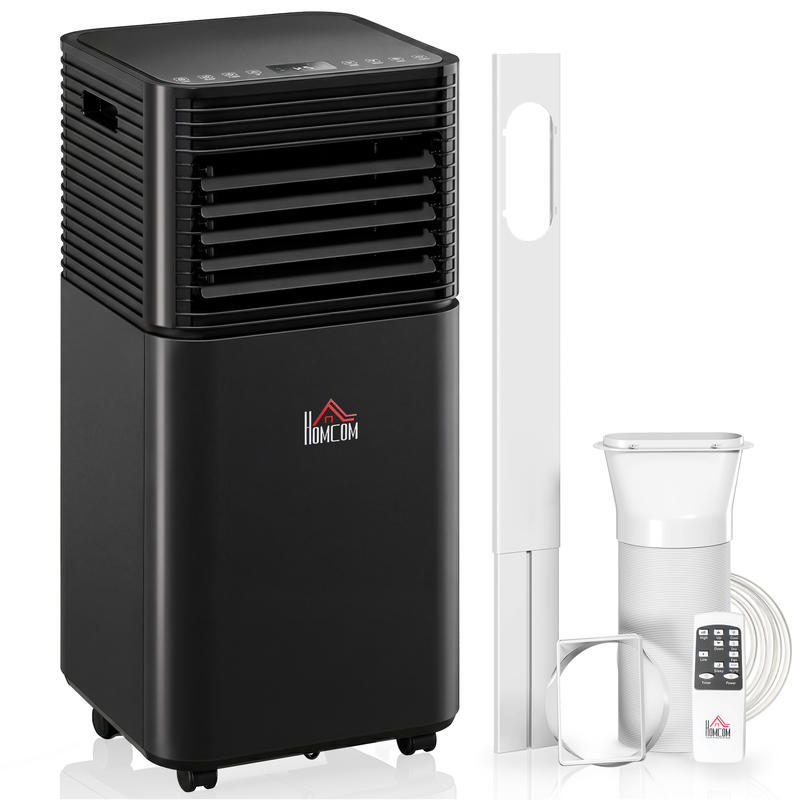 HOMCOM 8000 BTU ポータブルエアコン 除湿機、冷却ファン、スリープ、リモコン、24Hタイマー、自動オフ、ブラック