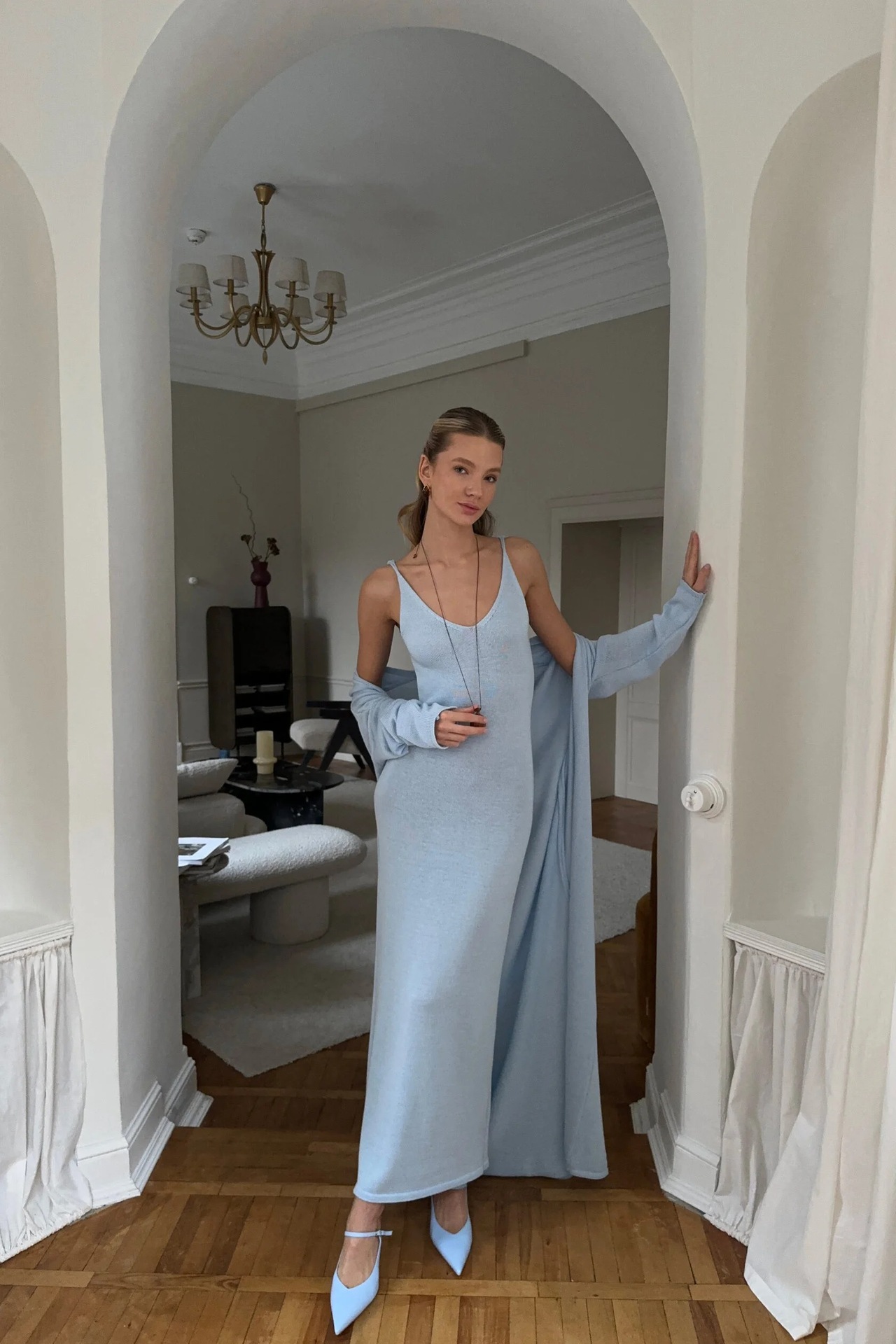 Women's 2026 Knit Set: Open-Knit Maxi Tank Dress & Long-Sleeve Cardigan (Soft Knit Cover-Up)