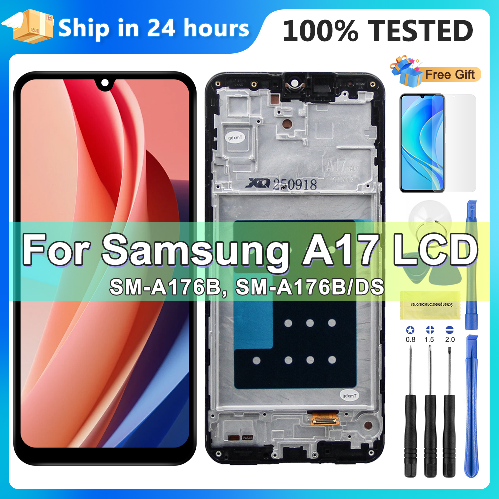 サムスンギャラクシー A17 5 グラム A176 SM-A176B Lcd ディスプレイタッチスクリーンデジタイザアセンブリとフレーム 100% テスト