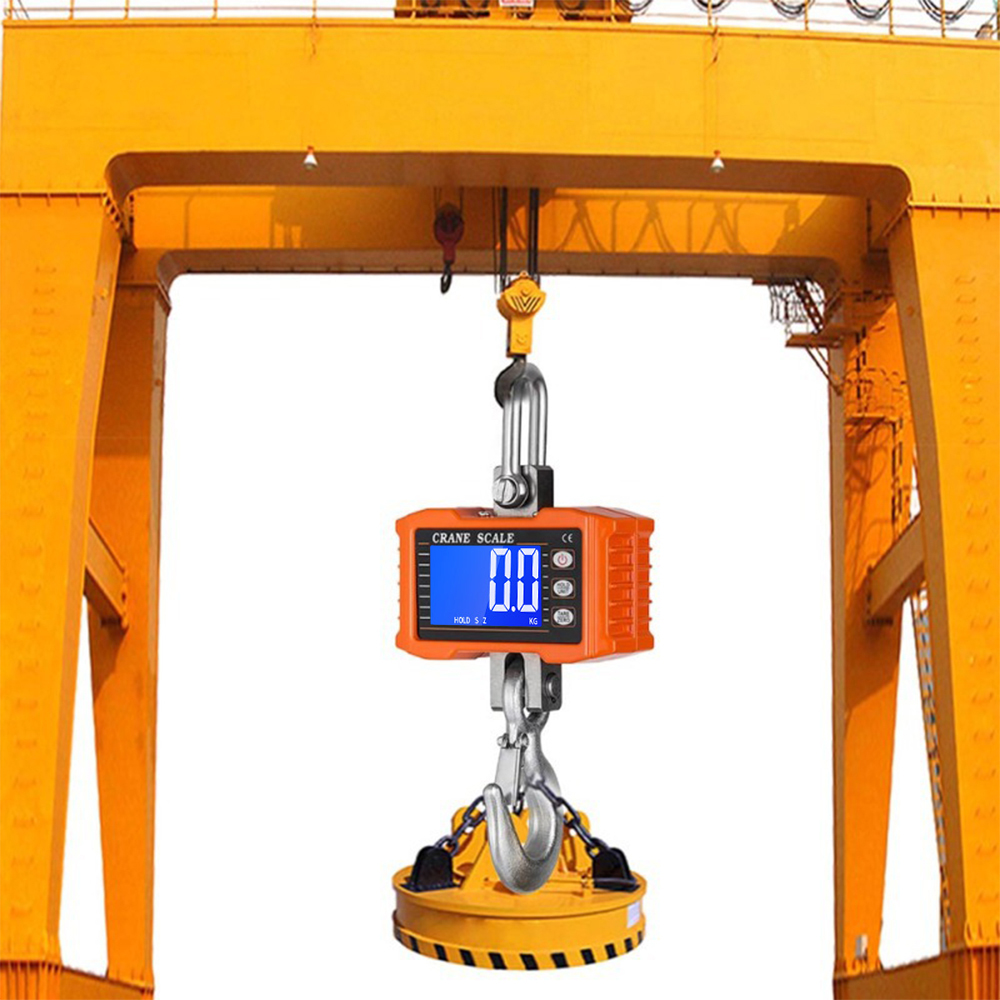 デジタル吊りスケール 1000kg/2204lbs ポータブルヘビーデューティクレーンスケール LCD バックライト工業用フックスケールユニット変更/データ
