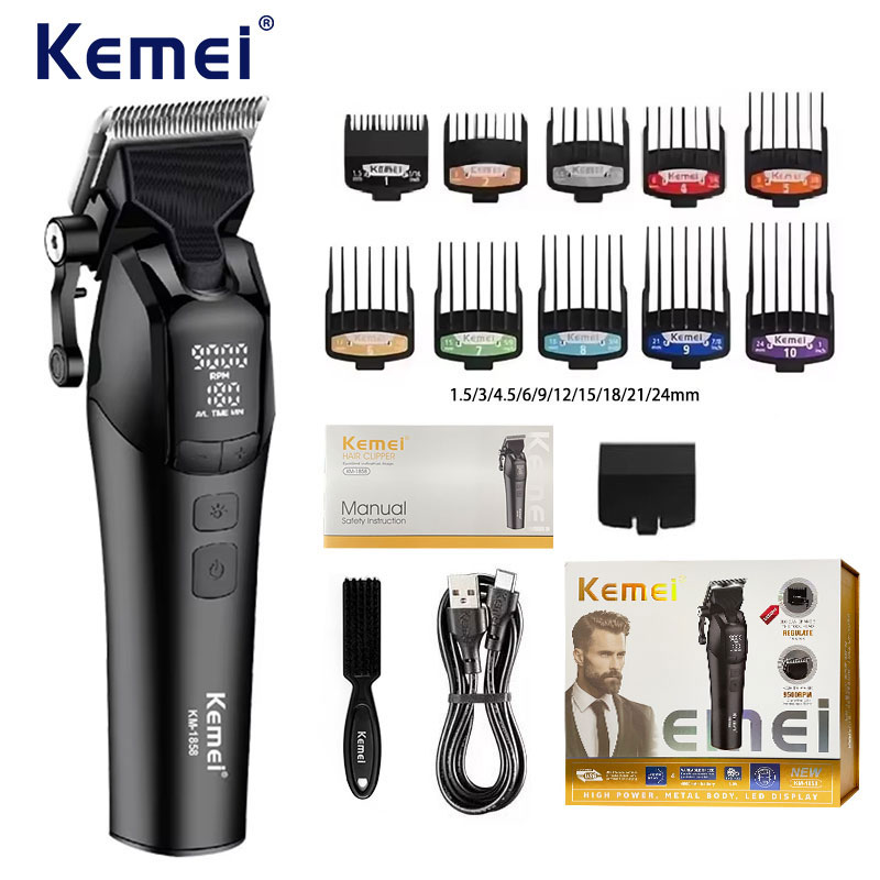 Kemei KM-1858 10 ワット理髪プロ電気バリカン DLC ブレードトリマーコードレス USB 充電充電式バリカン