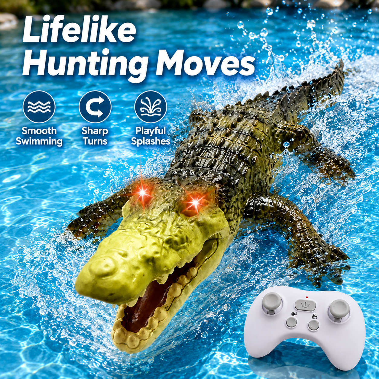 2.4 グラム RC ワニボートおもちゃ防水リモコンアリゲーター水動物 LED 目付きプール湖風呂キッズボーイズギフト