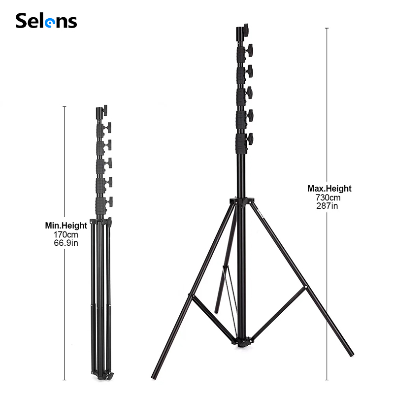 Selens 7.3M ライトスタンド 空気圧バッファ付き アルミ合金フラッシュフレーム ビデオ 調節可能な三脚 写真スタジオ 負荷 22KG