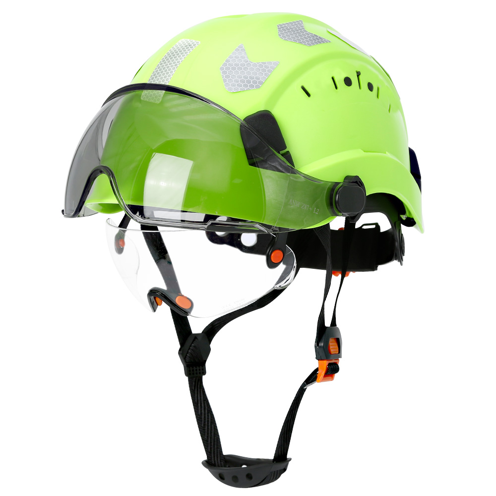 CE 建設安全ヘルメットバイザー内蔵ゴーグル反射ステッカーエンジニア ABS 産業作業帽子頭部保護