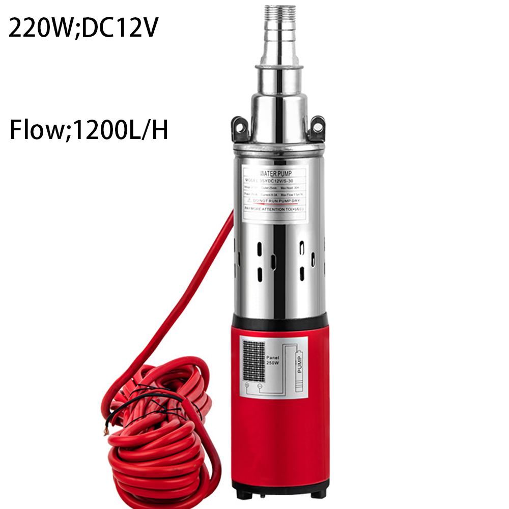 220 ワット 12 V 24 V ソーラー DC ウォーターポンプ 9 メートルケーブルブラシレス永久磁石ウォーターポンプ最大流量 1200L/H 最大ヘッド 30 メートル