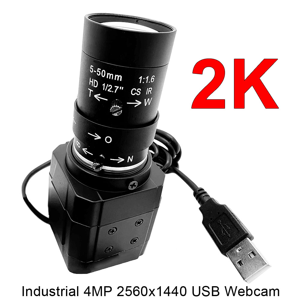 2K 4MP PCウェブカメラ HD 2.8-12mm/5-50mm バリフォーカルマニュアルズームレンズ 400万画素 30fps 2560x1440 MJPG UVC OTG 高速USBカメラ