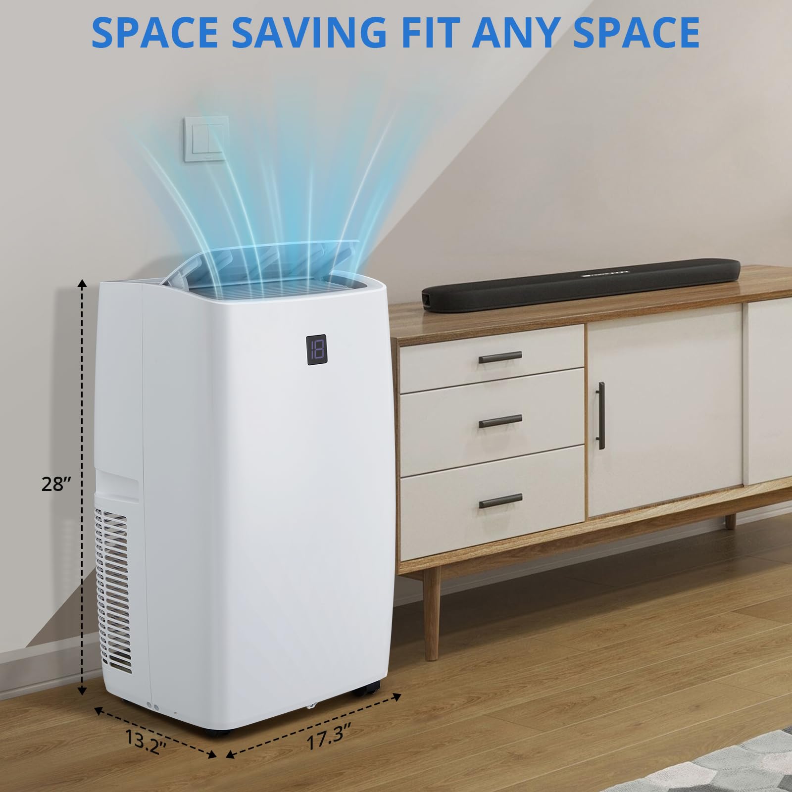 14000 BTU ホワイト 4 in 1 ポータブルエアコン冷却除湿機ファンとスリープモードモバイル AC 静かな操作リモートと 24 時間タイマー付き最大 700 平方フィートのスペース用の完全なウィンドウキット