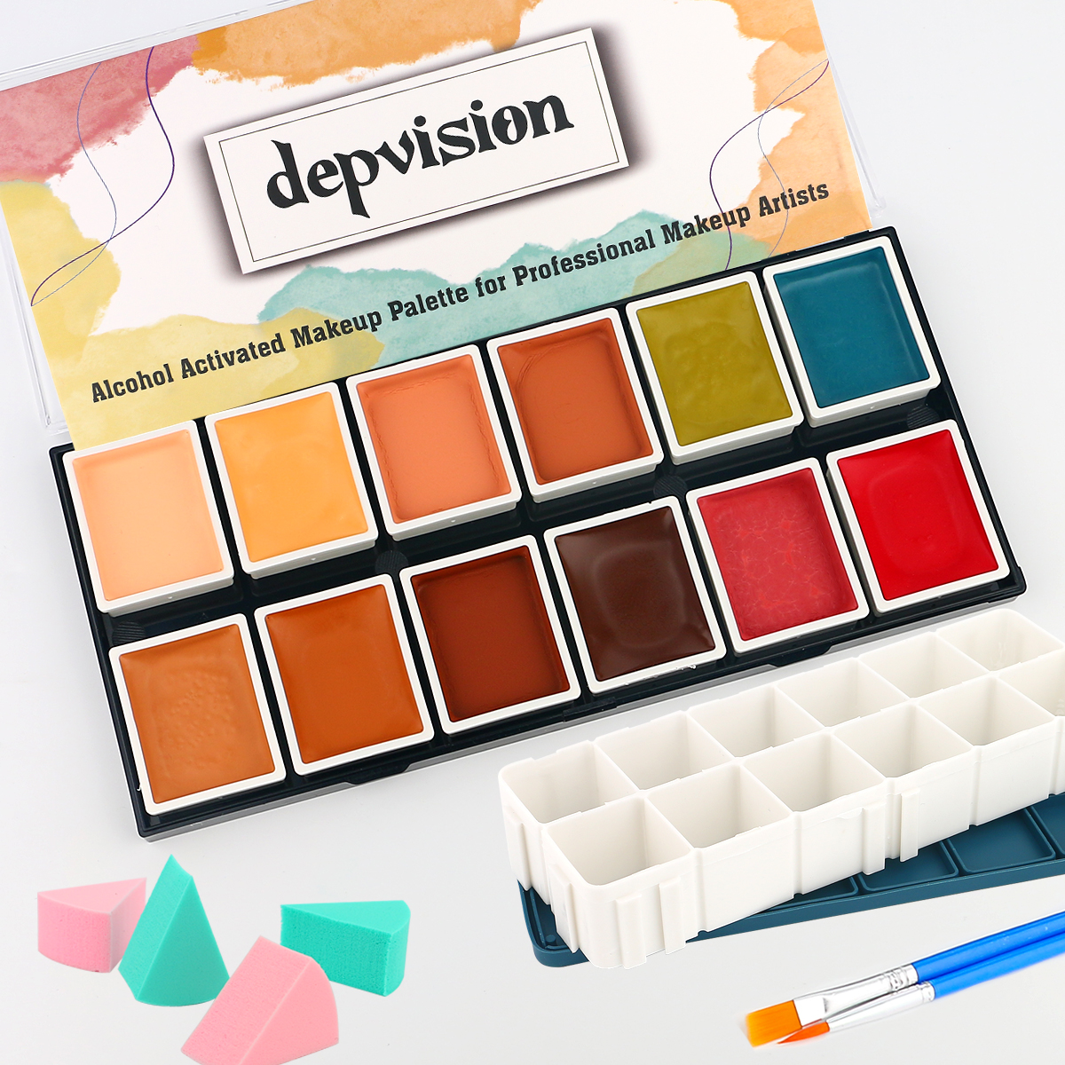 Depvision アルコール活性化フェイスペイント SFX メイクアップ 12 色特殊効果傷あざ防水プロアーティスト