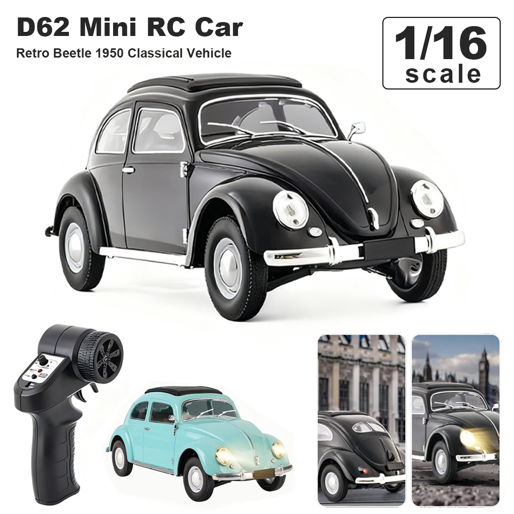 1/16 フルスケールクラシック Rc カー D62mini リモートコントロールカーレトロカブトムシ 1950 登山車両シミュレーションモデルのおもちゃ子供のため