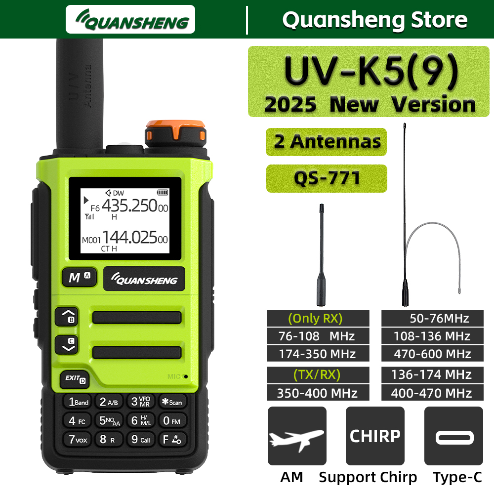 Quansheng UV K5 9 トランシーバー双方向ラジオ長距離トランシーバーワイヤレスセットハムアマチュア受信機 AM FM 通信