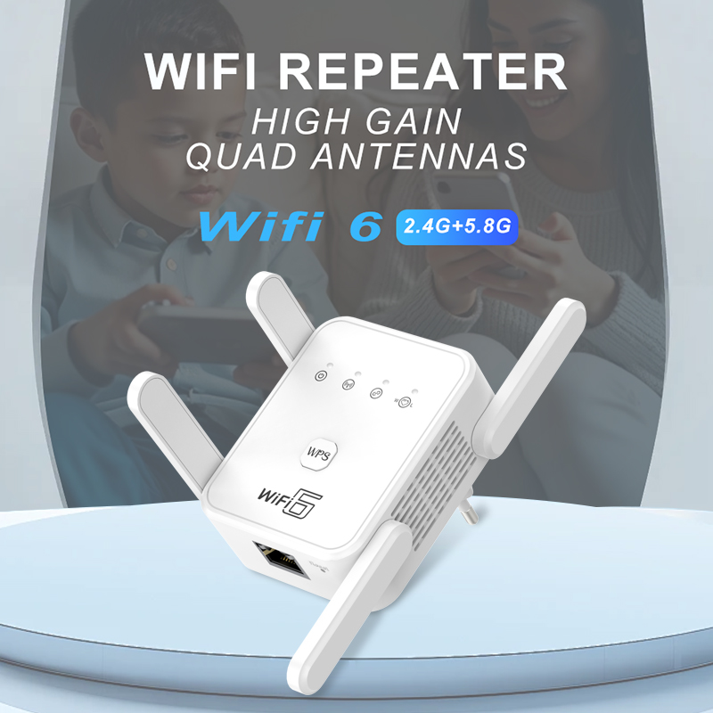 WIFI6 1500Mbps 5Ghz ワイヤレス WiFi リピーター ブースター 2.4G/5GHz Wi-Fi 信号増幅器エクステンダー ルーター ネットワーク WLAN WiFi Repetidor