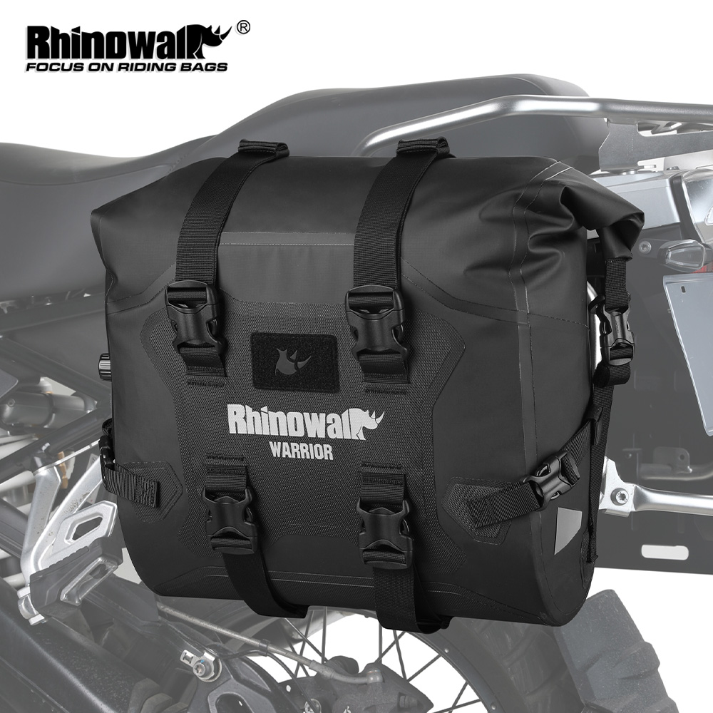 Rhinowalk オートバイサイドバッグ防水 24l クイックリリースユニバーサルサドルパニア旅行荷物乗馬バッグインナーサポート付き