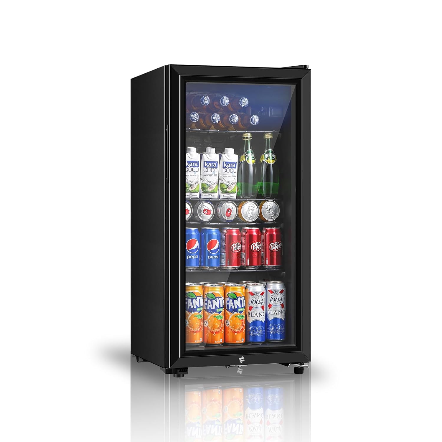 飲料用冷蔵庫、二重ガラスドア付き3.2立方フィートミニ冷蔵庫、ソーダ、ビール、ワイン用クーラー、家庭、オフィス用、カスタマイズ