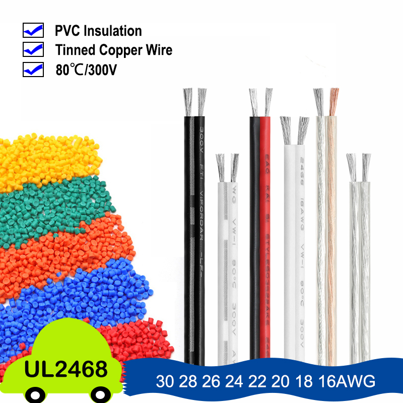 2 〜 50 メートル UL2468 デュアルコアケーブル 30 28 26 24 22 20 18 16AWG OFC 錫メッキ銅絶縁 PVC 延長電気平行 LED ワイヤー