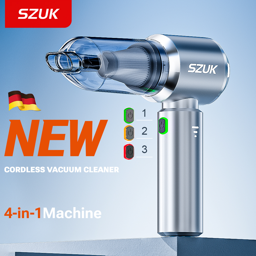 SZUK 車用掃除機 180000PA ワイヤレスポータブルクリーニングマシン キーボード用 強力なミニハンドヘルドクリーナー 車と家庭用