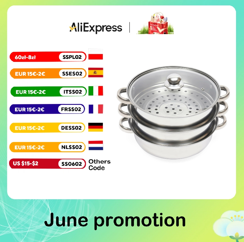 3-Tier 28CM Stainless Steel Steamer Food Cooking + Glass Lid Cookware Steam Pot Set Silver Hot Pot Steamer Veg Cooker