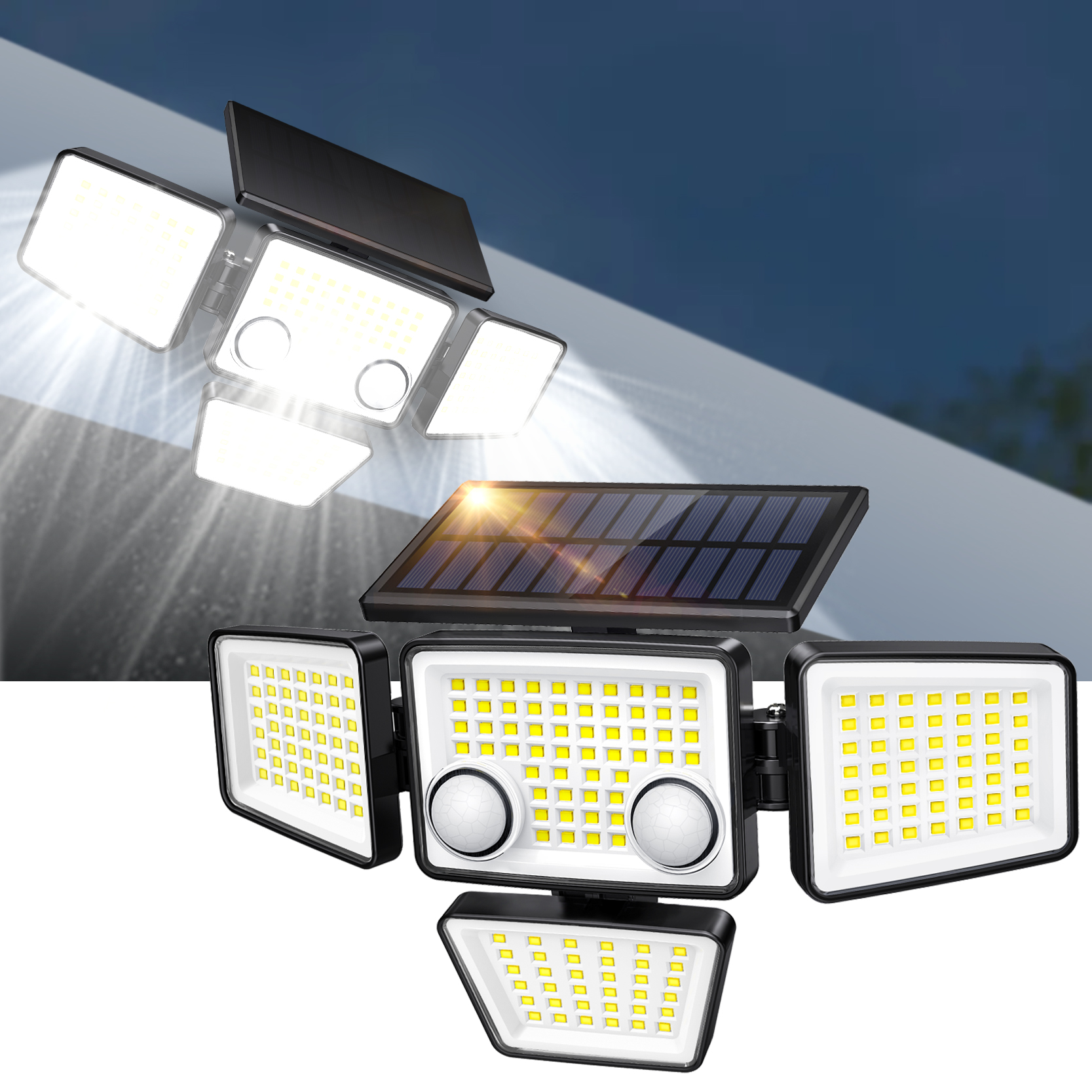 ソーラー屋外ライト - 3000LM 188 LED モーションセンサーライト裏庭庭パティオ用ソーラーフラッドセキュリティライト