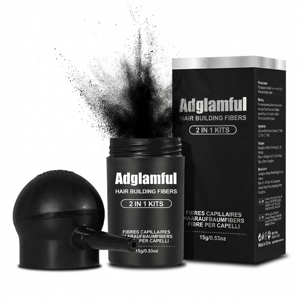Adglamful ヘア ファイバー (15g) – 10 秒のインスタント ボリューム、薄毛用スプレー アプリケーター |見えない